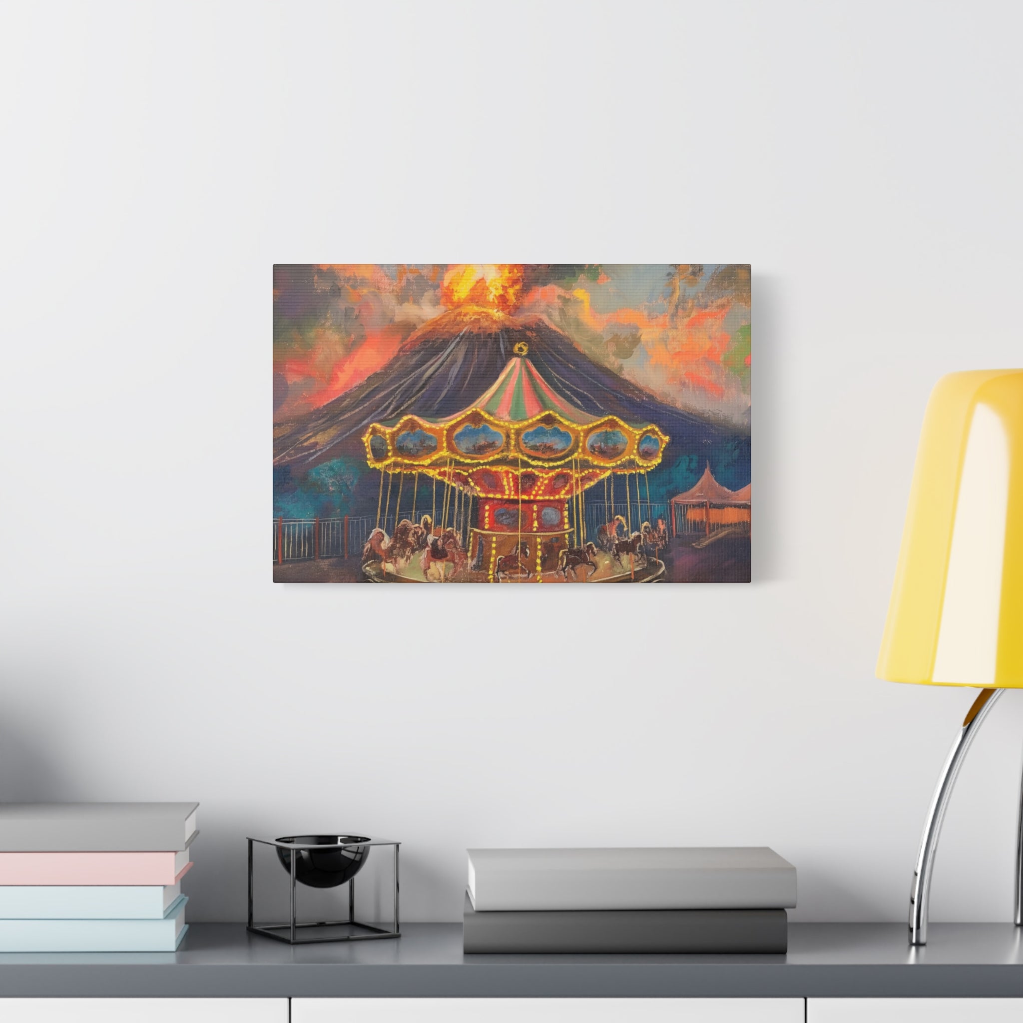 Carousel at the Volcano — Matte Stretched Canvas Wall Art
