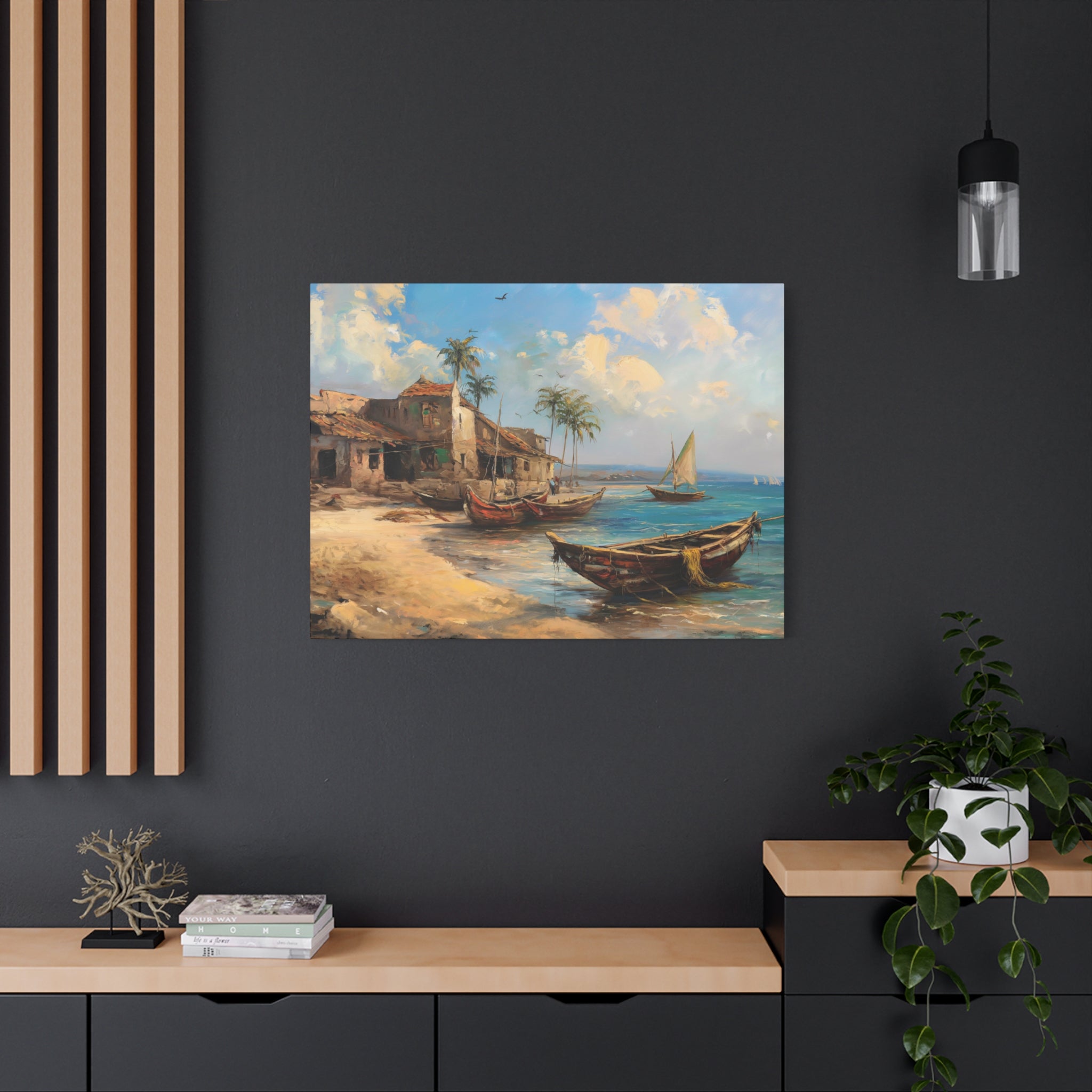 Coastal Fishing Boats Matte Canvas Print