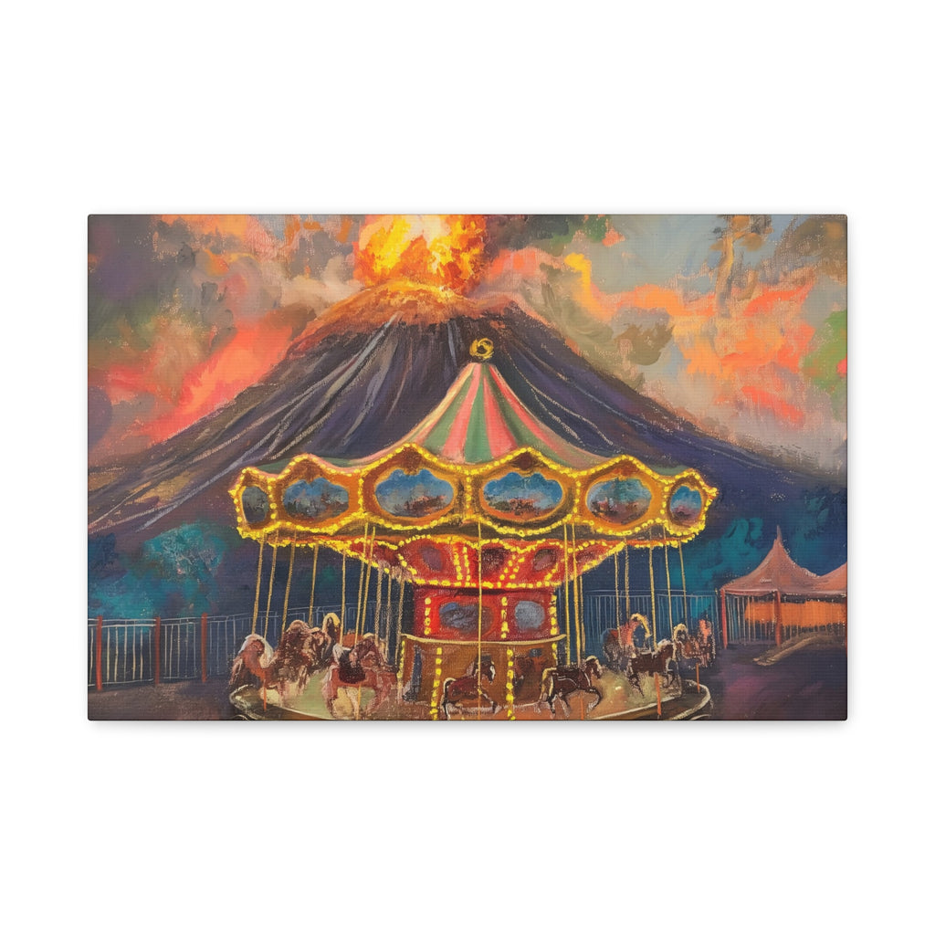 Carousel at the Volcano — Matte Stretched Canvas Wall Art