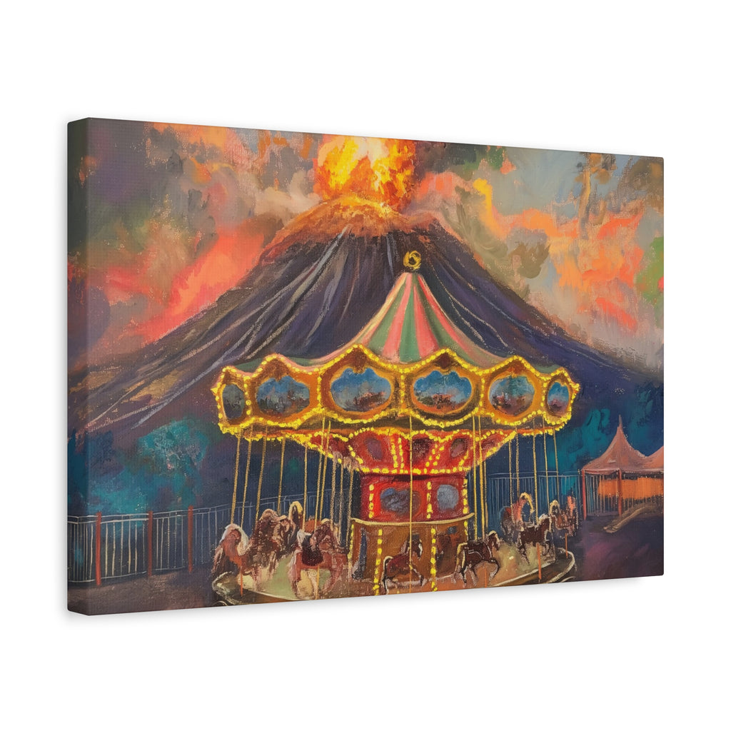 Carousel at the Volcano — Matte Stretched Canvas Wall Art