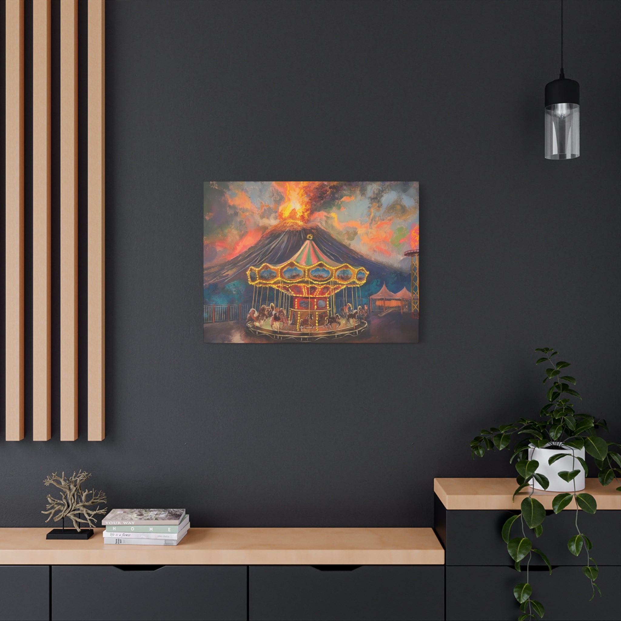 Carousel at the Volcano — Matte Stretched Canvas Wall Art