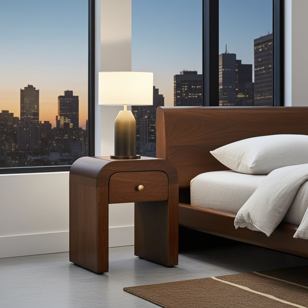 Mini Darcy Chestnut Nightstand with Curved Edges