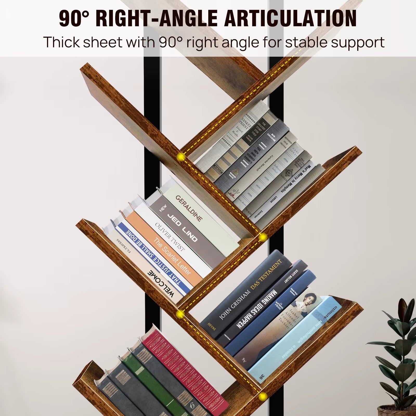 9-Tier Tree Bookshelf,Floor Standing Bookcase,Tree Shaped Book Shelves,Display Storage Shelving Units Storage Rack
