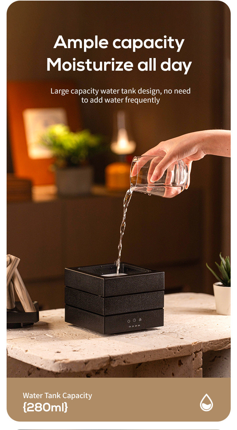 Flame Effect Aromatherapy Humidifier Aroma Diffuser Desktop Usb Plug-in Heavy Fog Humidifier USB Desktop Diffuser With Large Mist Essential Oil Compatible 7-Color LED Light