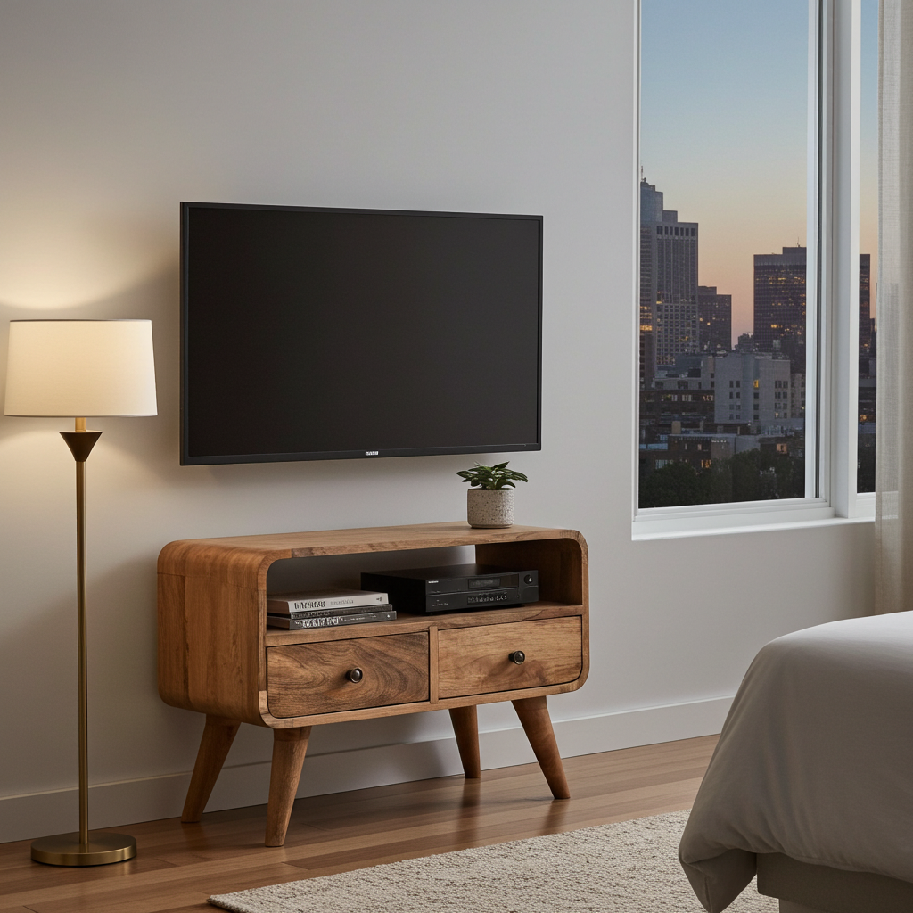 Mini Curved Oak-ish Media Unit