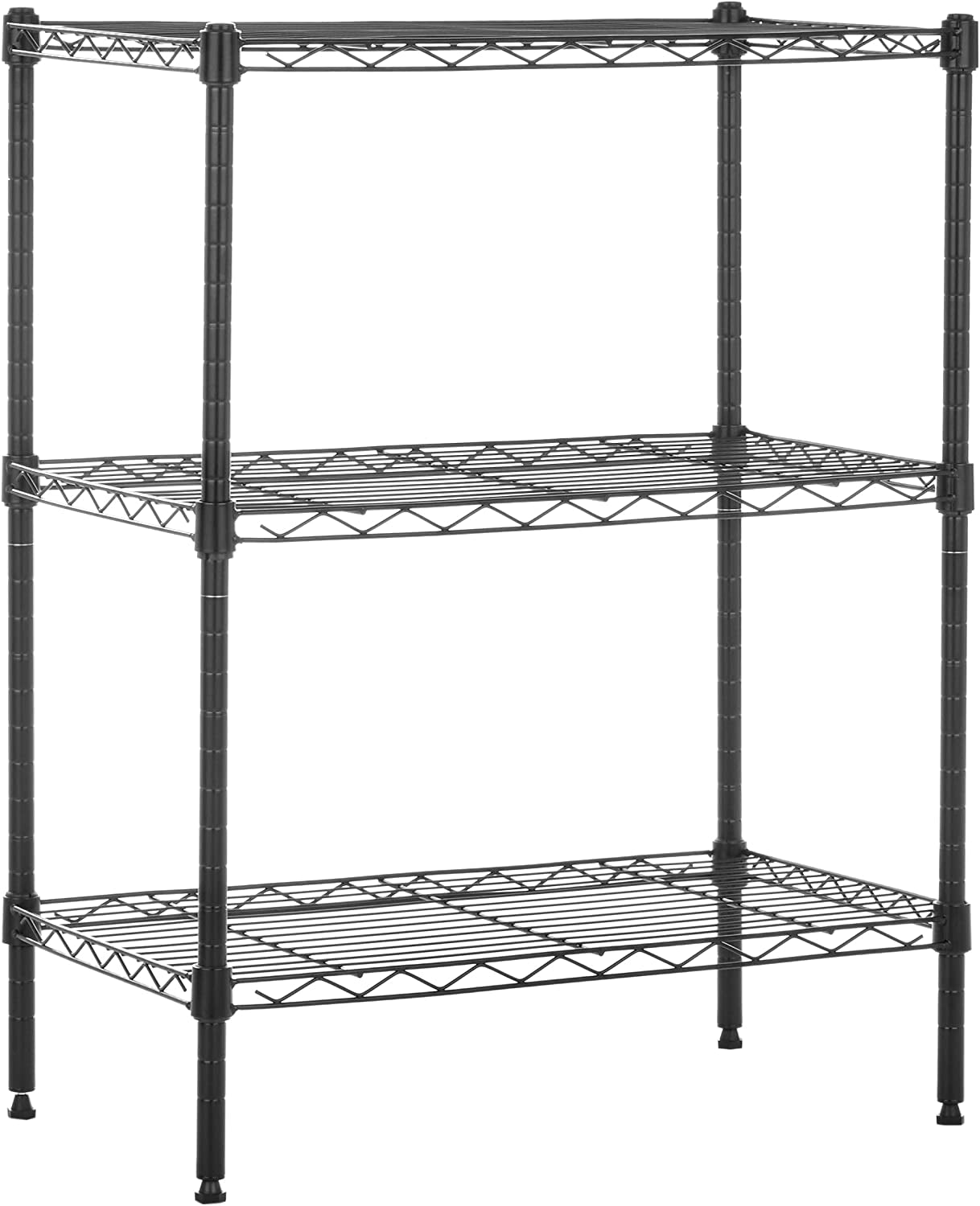3-Shelf Narrow Storage Unit with Height Adjustable Shelves and Levelling Feet, 340 Kgs Max Weight, Black, 34 Cm D X 58.9 Cm W X 76.2 Cm H