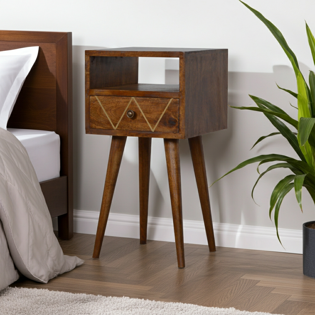 Mini Geo Brass Bedside Table