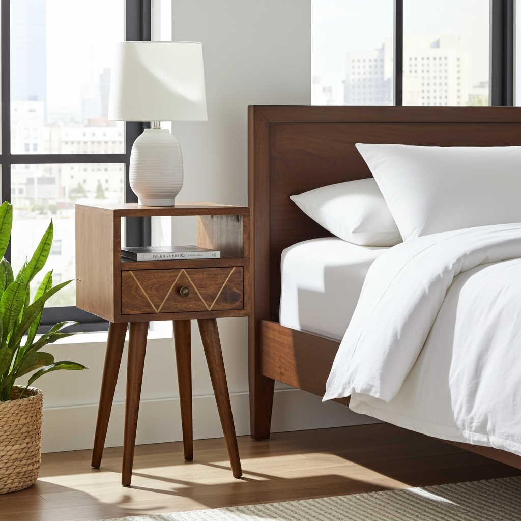 Mini Geo Brass Bedside Table