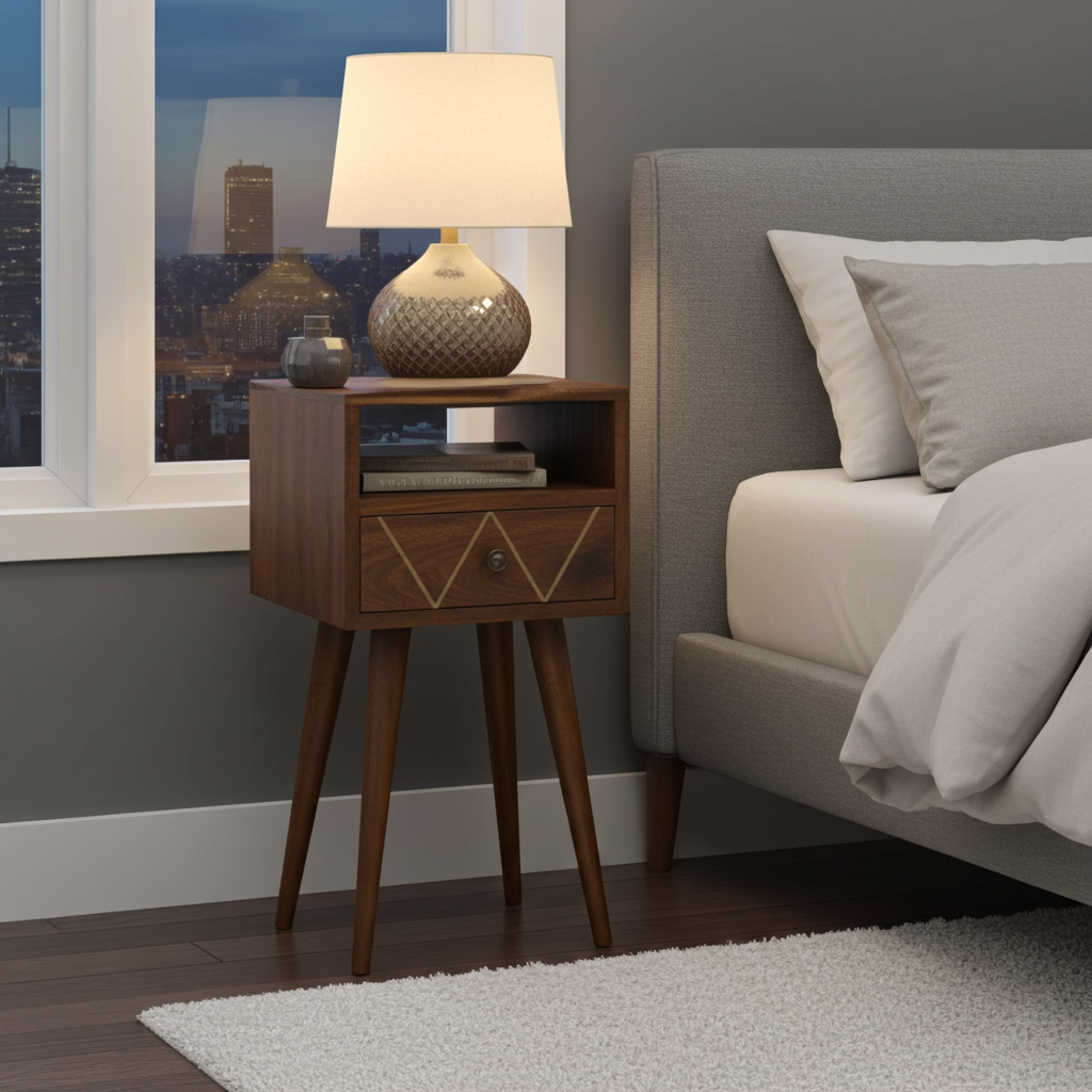 Mini Geo Brass Bedside Table