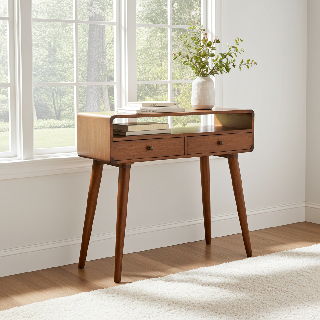 Curved Chestnut Console Table