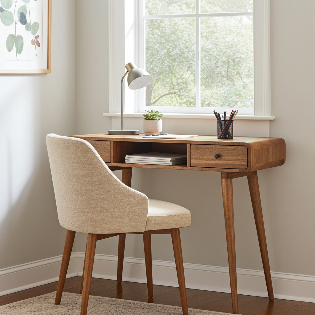 Curved Oak-ish Writing Desk