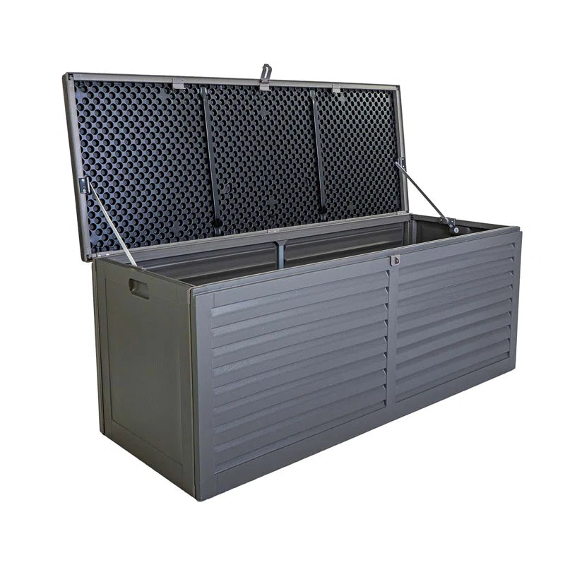 143Cm W 390L Water Resistant Plastic Lockable Deck Box in Grey
