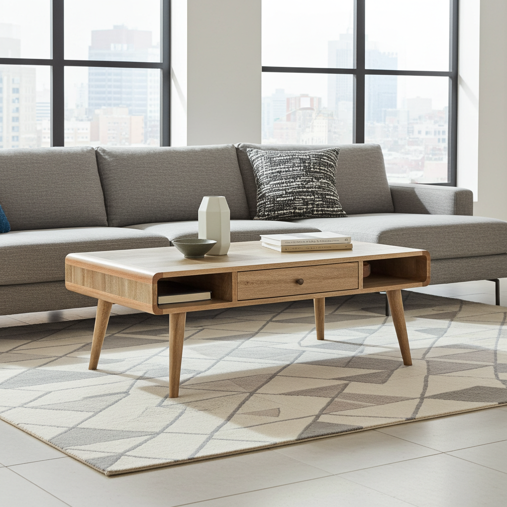Curved Oak-ish Coffee Table