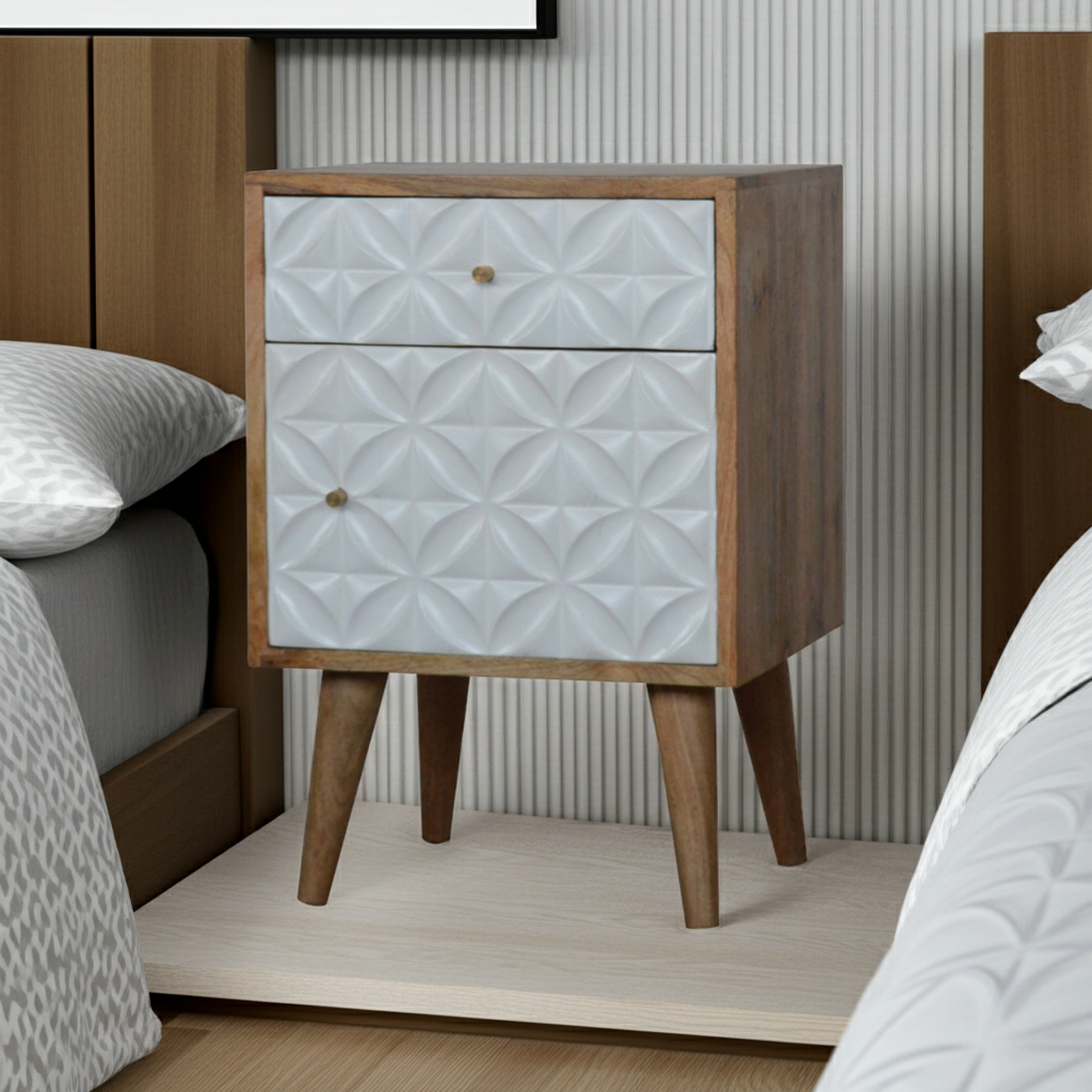 Daisy Carved 1 Door Bedside