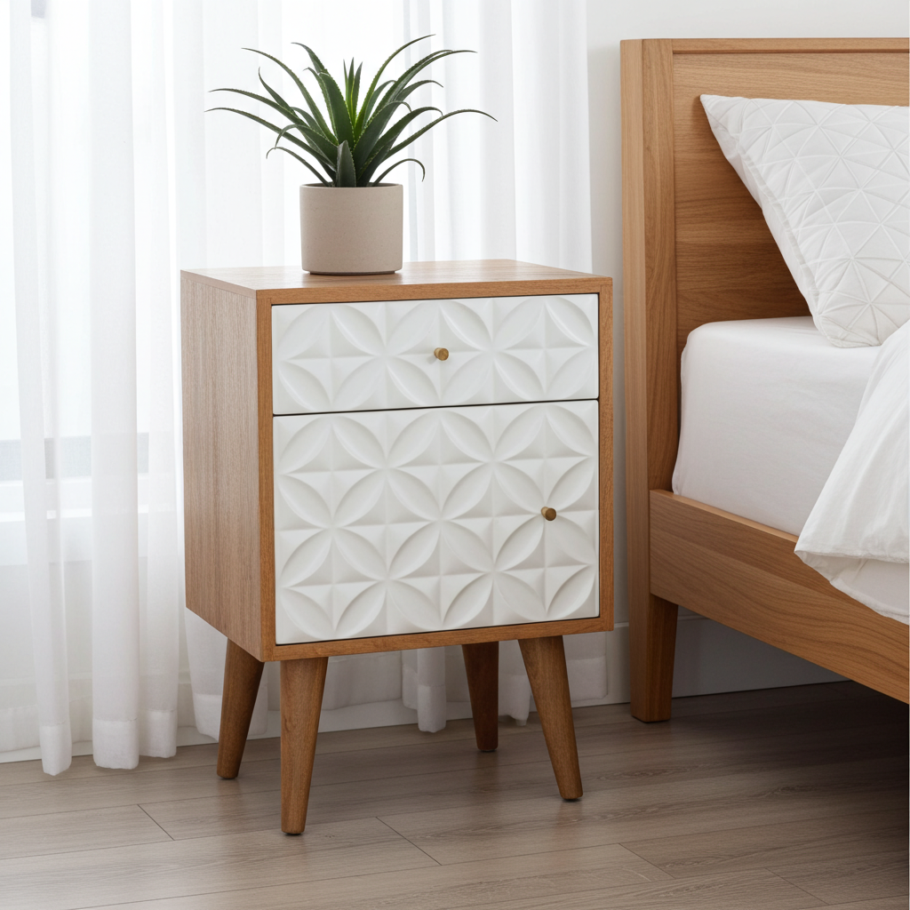 Daisy Carved 1 Door Bedside