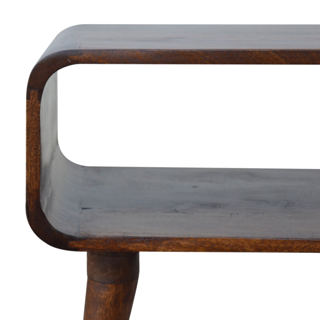 Curved Open Chestnut Bedside Table