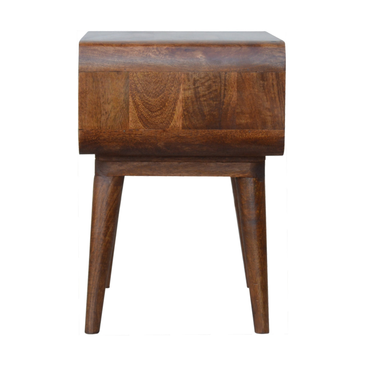 Curved Open Chestnut Bedside Table